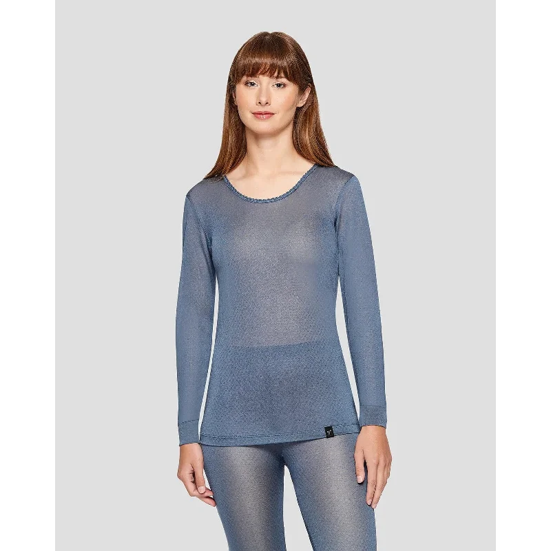 Terramar ThermaSilk CS Pointelle Silk Lightweight Long Sleeve Scoopneck Shirt - Women's-- Collared T-Shirt Boat Neck A-Line Terramar ThermaSilk CS Pointelle Silk Lightweight Long Sleeve Scoopneck Shirt - Women's-- Collared T-Shirt Boat Neck A-Line