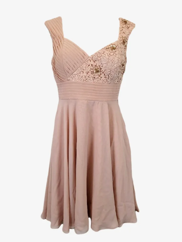 Review Blush Soft Pleated Evening Mini Dress Size 8 Stylish Summer Mini Dress