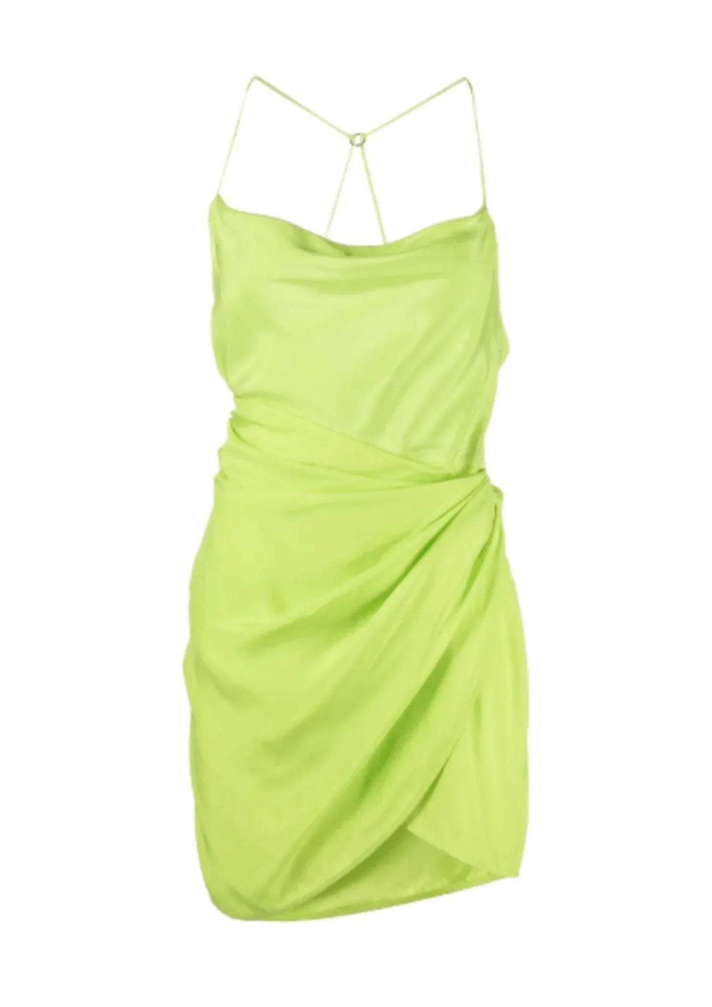 GREEN SHIROI SILK MINI DRESS Casual Button-Up Mini Dress
