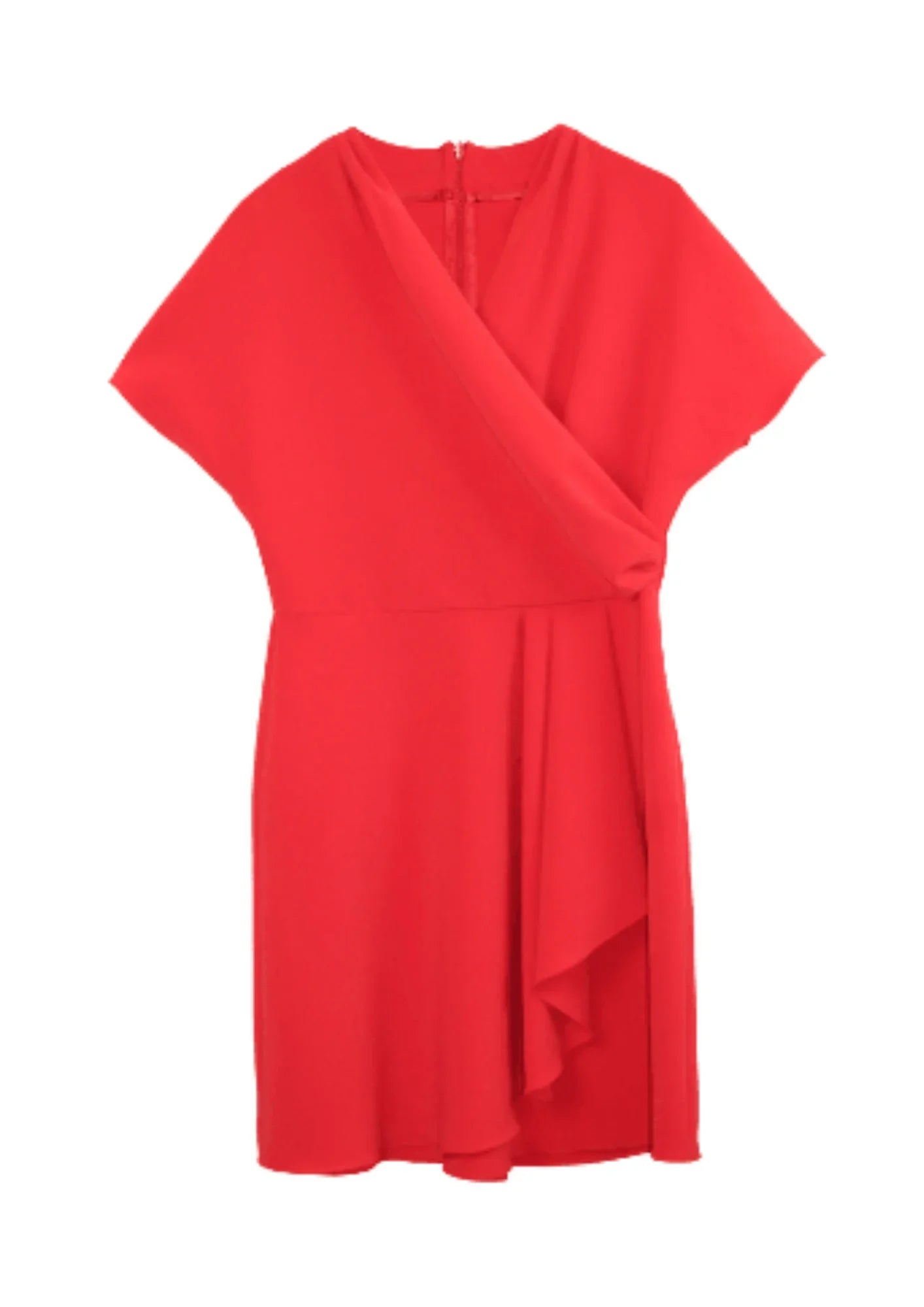 RED WRAP MINI DRESS Trendy Denim Mini Dress