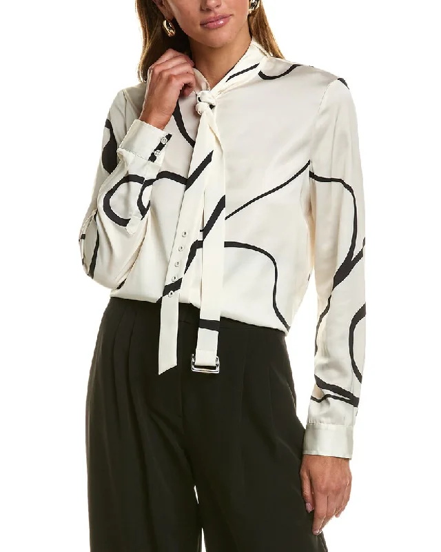 Bcbgmaxazria Printed Blouse Cotton Casual Blouse