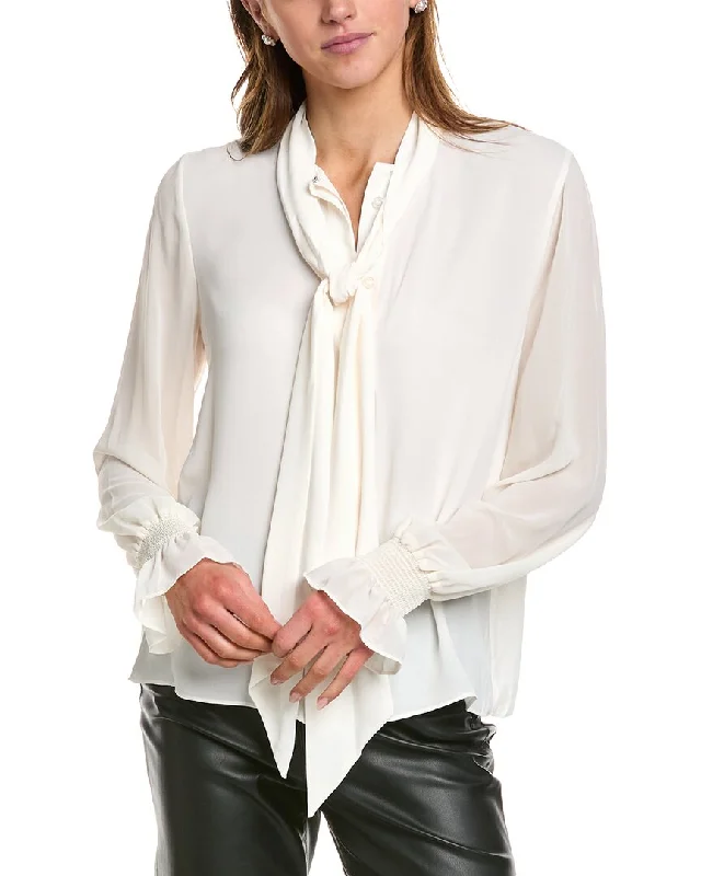Bcbgmaxazria Bow Blouse Stretchy Fitted Blouse