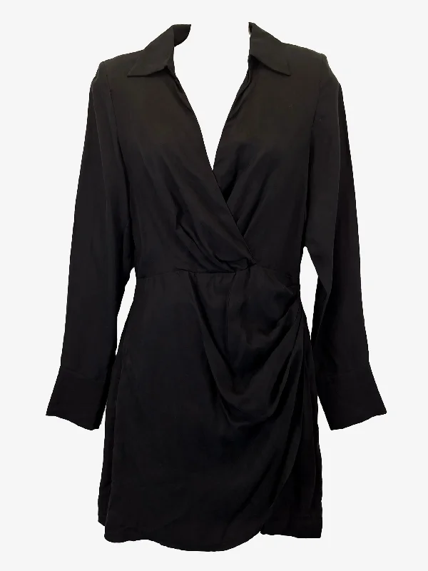 Dissh Elegant Draped Shirt Mini Dress Size 8 Classic Black Mini Dress