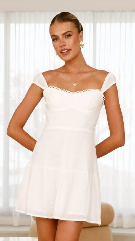 Pascah Mini Dress - White Fashionable Party Mini Dress