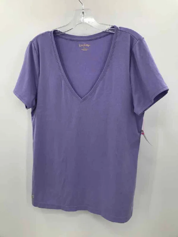 Pre-Owned Lilly Pulitzer Purple Size XL T-shirt-- Notch Collar Peter Pan Collar Cowl Neck Pre-Owned Lilly Pulitzer Purple Size XL T-shirt-- Notch Collar Peter Pan Collar Cowl Neck