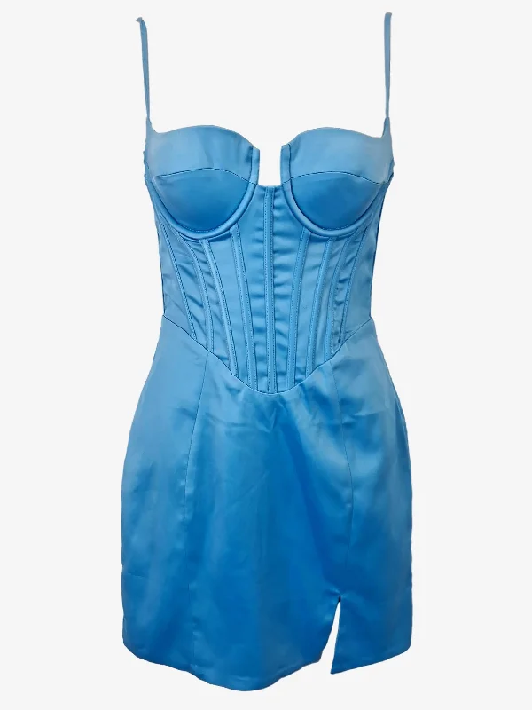 Oh Polly Flirty Satin Corset Mini Dress Size 6 Chic Pleated Mini Dress
