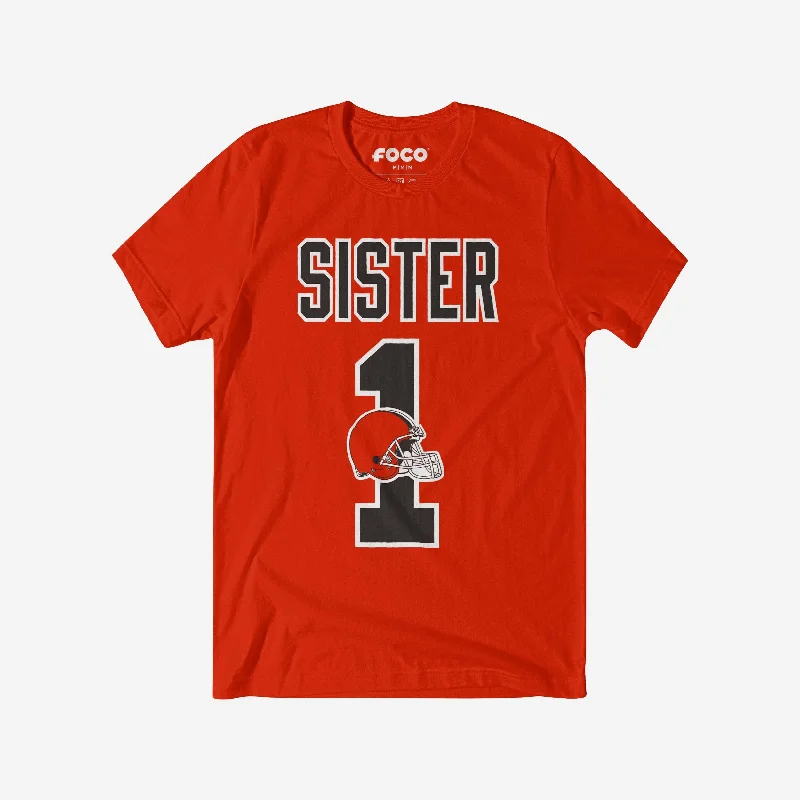 Cleveland Browns Number 1 Sister T-Shirt-- Hooded Caped Shawl Collar