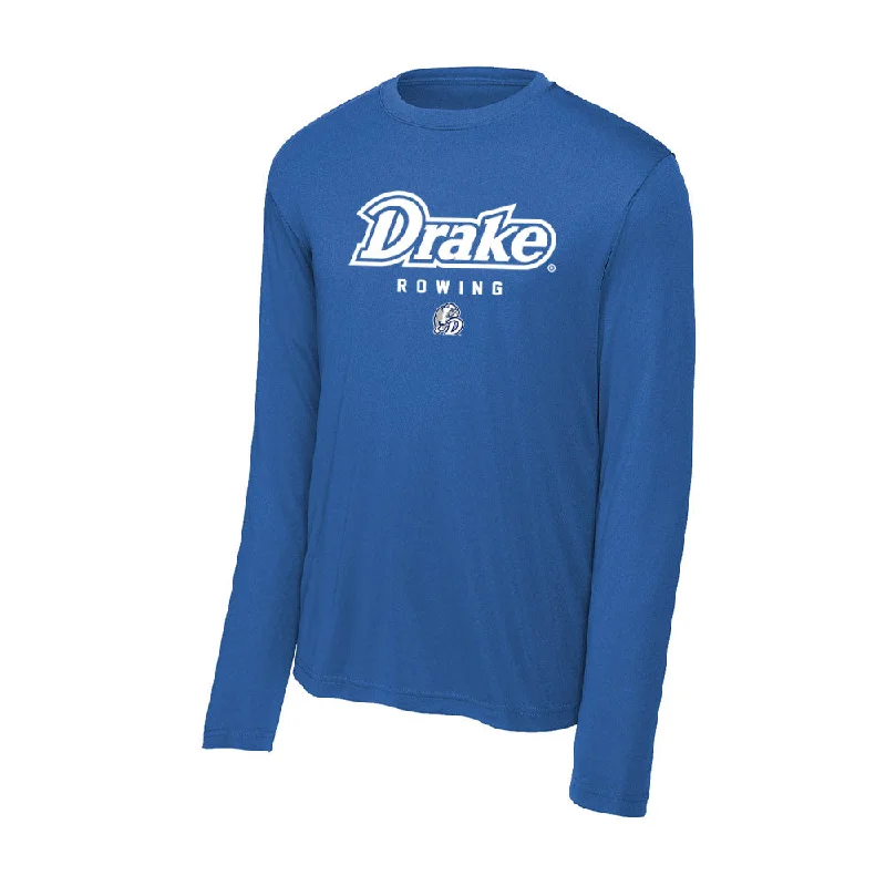 Drake - NCAA Women's Rowing : Caitlin Figge - Activewear Long Sleeve T-Shirt-- Front Pockets Side Pockets Patch Pockets Drake - NCAA Women's Rowing : Caitlin Figge - Activewear Long Sleeve T-Shirt-- Front Pockets Side Pockets Patch Pockets