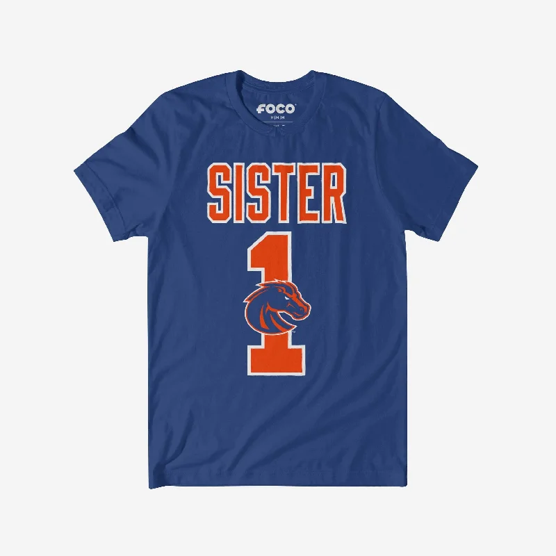 Boise State Broncos Number 1 Sister T-Shirt-- Ribbed T-Shirt High Neck Heavyweight