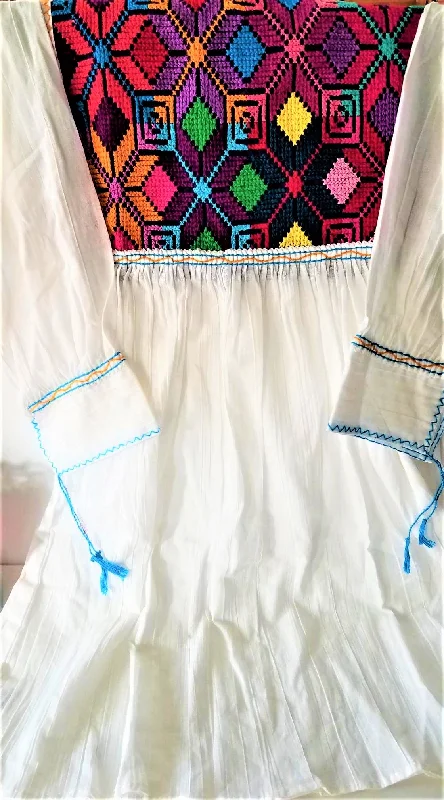 Handmade Embroidered Blouse Tunic Small Size Floral Chiffon Blouse