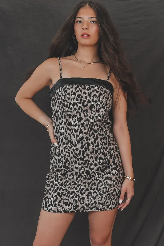 An Entrance Was Made Leopard Mini Dress Cozy Knitted Mini Dress