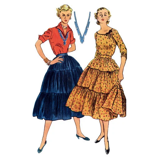 Simplicity Vintage Blouse and Skirt S9537 Double Button Blouse