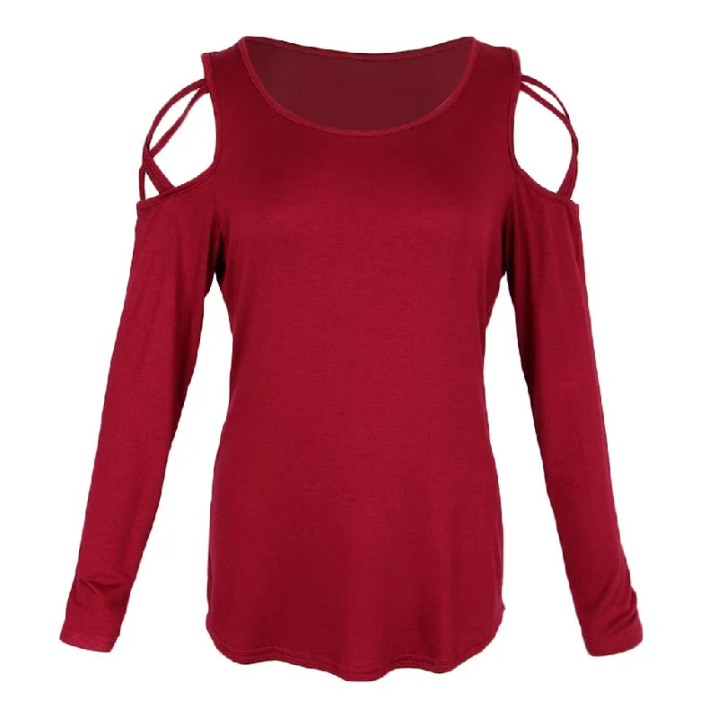 Maxbell Women Strappy Cold Shoulder Tops Long Sleeves T Shirt Blouse Loose Fit Tunic S Red-- Houndstooth Herringbone Solid Maxbell Women Strappy Cold Shoulder Tops Long Sleeves T Shirt Blouse Loose Fit Tunic S Red-- Houndstooth Herringbone Solid
