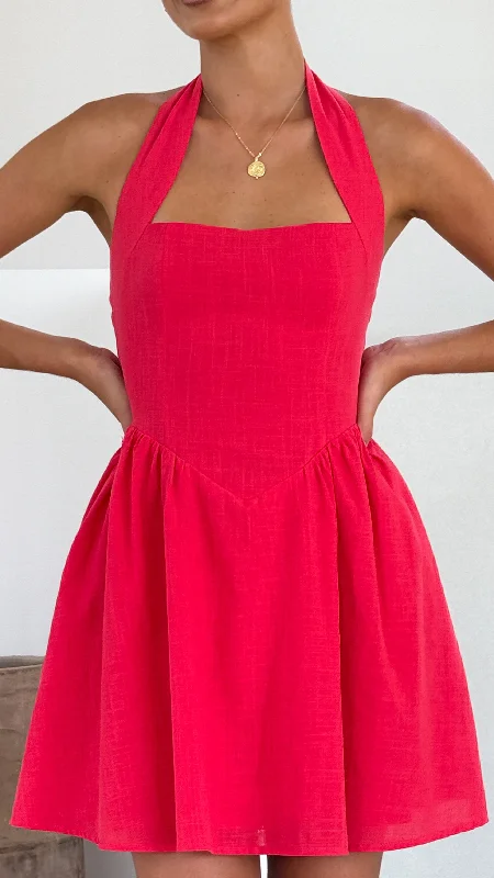Peyton Mini Dress - Red Stylish Spaghetti Strap Mini Dress
