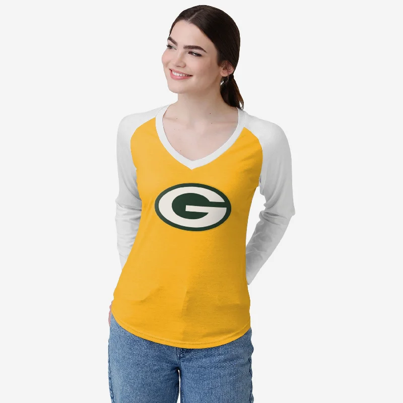 Green Bay Packers Womens Big Logo Solid Raglan T-Shirt-- Wool Fabric Cashmere Fabric Tweed Fabric Green Bay Packers Womens Big Logo Solid Raglan T-Shirt-- Wool Fabric Cashmere Fabric Tweed Fabric