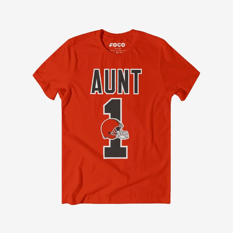 Cleveland Browns Number 1 Aunt T-Shirt-- Front Pockets Side Pockets Patch Pockets