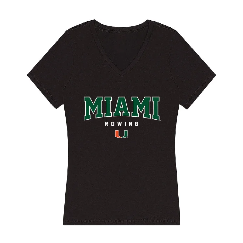 Miami - NCAA Women's Rowing : Trinity Ferebee - Women's V-Neck T-Shirt-- Wool Fabric Cashmere Fabric Tweed Fabric Miami - NCAA Women's Rowing : Trinity Ferebee - Women's V-Neck T-Shirt-- Wool Fabric Cashmere Fabric Tweed Fabric