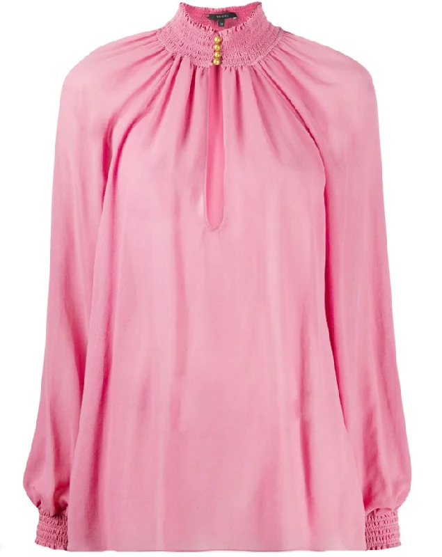 Gucci cutout silk-georgette blouse Semi-Sheer Blouse