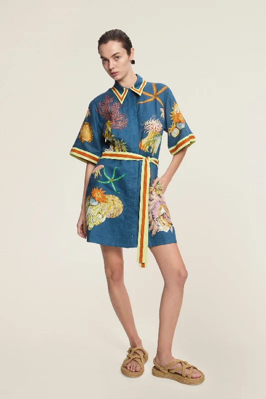 Alémais Dorian Linen Mini Dress - Navy | PRE ORDER End Of Feb Fashionable A-Line Mini Dress