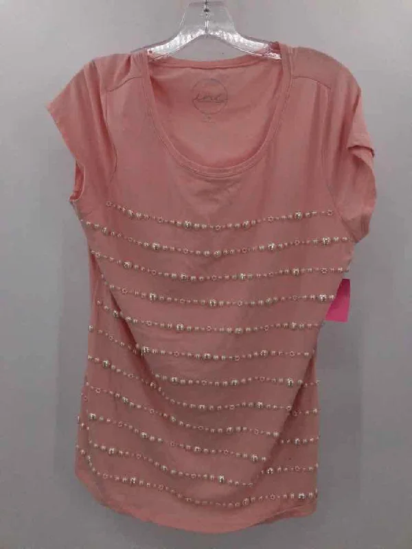 Pre-Owned INC Pink Size XL T-shirt-- Zippered Buttoned Snapped