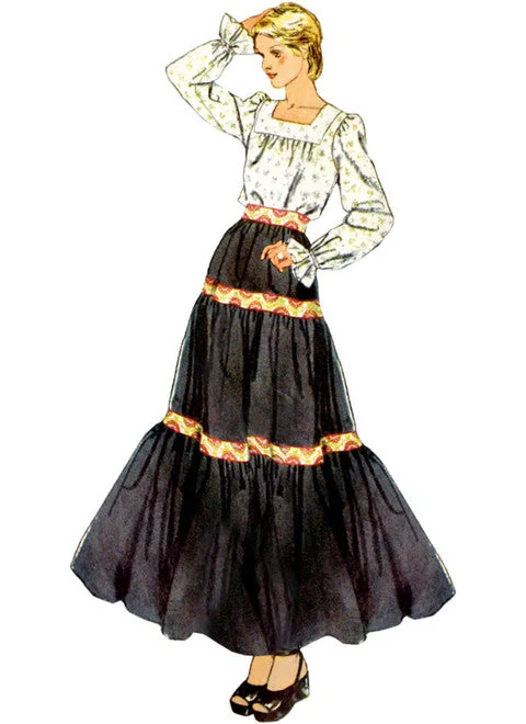 Simplicity Vintage Blouse & Skirt S9816 Casual Button Blouse
