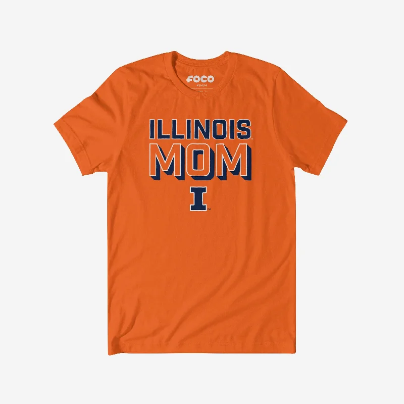 Illinois Fighting Illini Team Mom T-Shirt-- Terry Blend Velvet Blend Canvas Blend