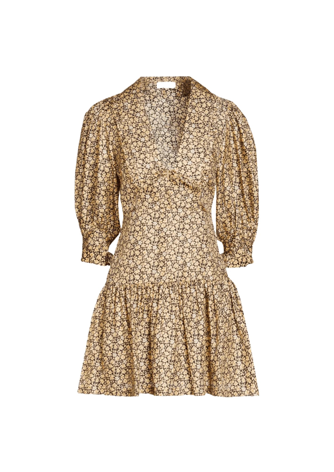 FLORAL SILK MINI DRESS Fashionable Button-Front Mini Dress