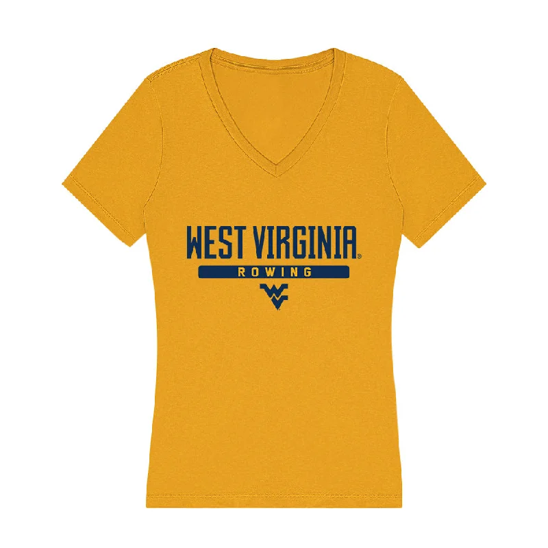 West Virginia - NCAA Women's Rowing : Grace Fay - Women's V-Neck T-Shirt-- Zippered Front Buttoned Front Snap Front West Virginia - NCAA Women's Rowing : Grace Fay - Women's V-Neck T-Shirt-- Zippered Front Buttoned Front Snap Front