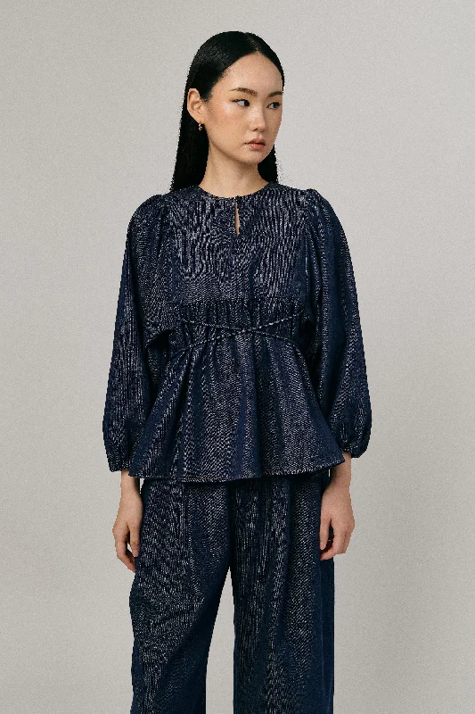 Big Day Denim Blouse in Indigo Soft Modal Blouse