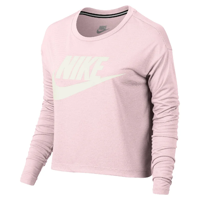 Nike Sportswear Women's Cropped T-Shirt Light Pink-- Seamless Knitted Crochet