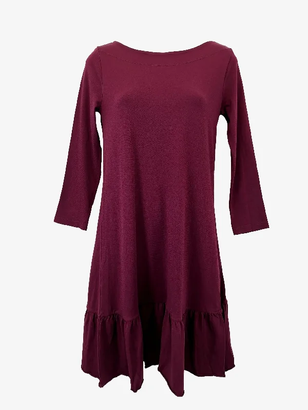 Metalicus  Aubergine Stretch Boat Neck Mini Dress Size S Comfortable Boho Mini Dress
