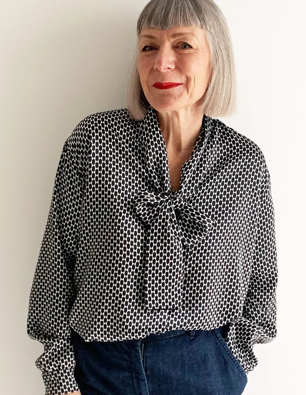 The Maker's Atelier Tie Front Blouse Feminine Satin Blouse