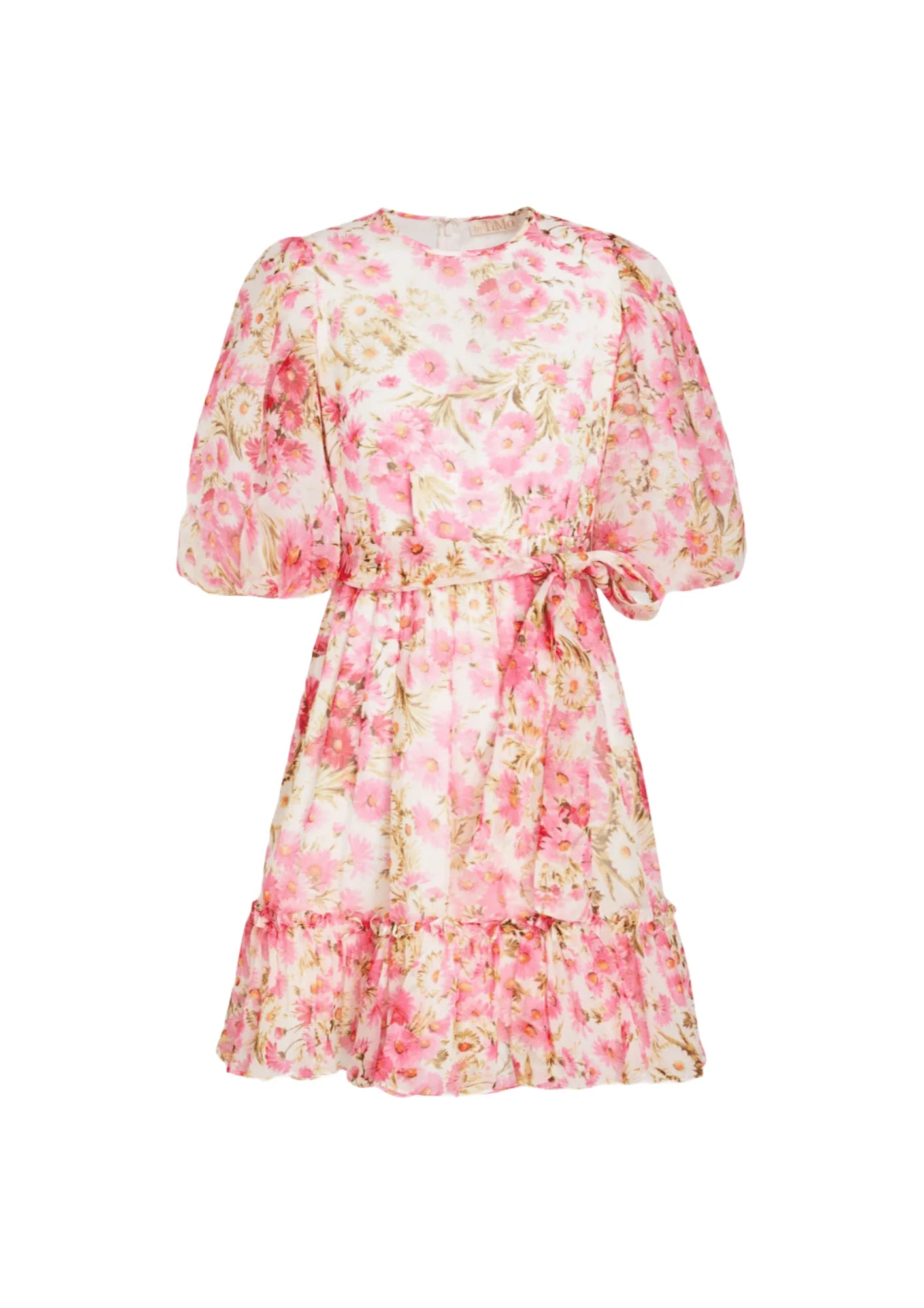 PINK FLORAL MINI DRESS Chic Pleated Mini Dress