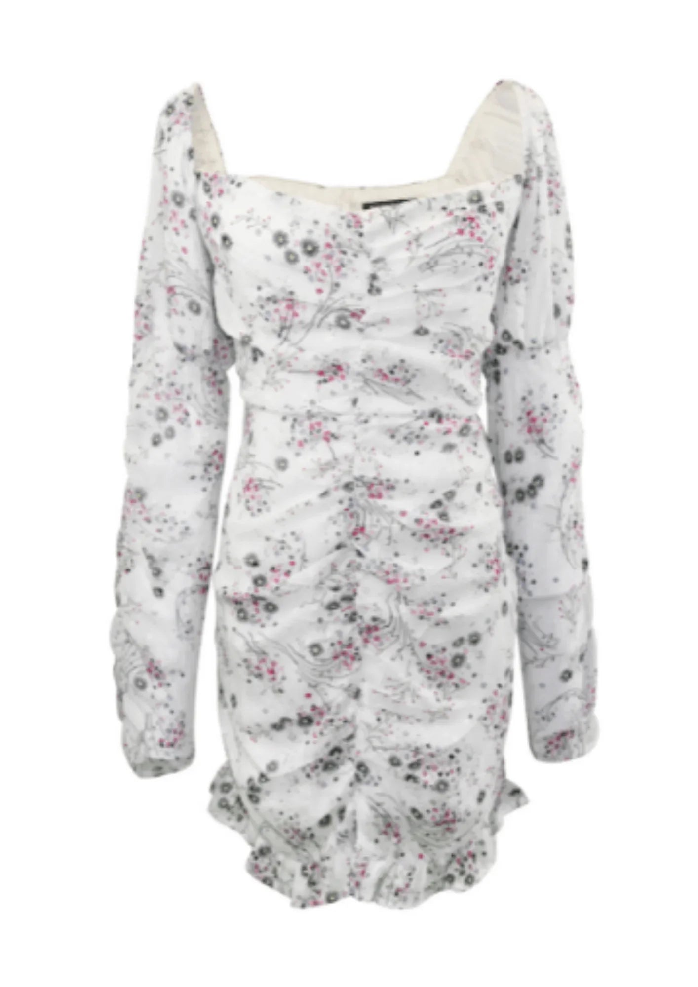 WHITE MINI DRESS WITH FLORAL PATTERN Classic Striped Mini Dress