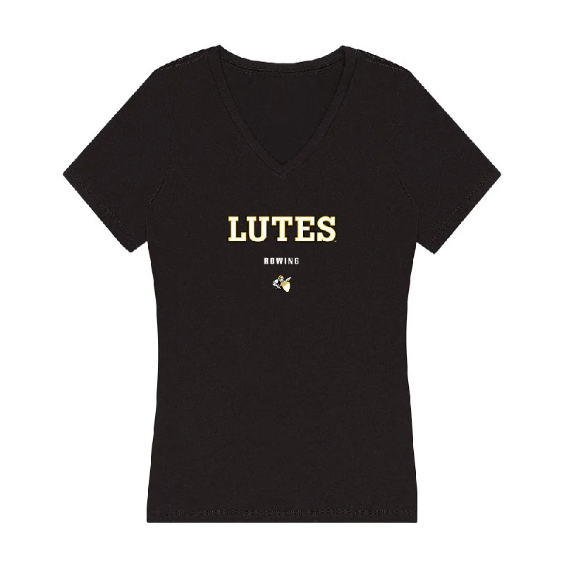 PLU - NCAA Women's Rowing : Kaitlyn Ronsse - Women's V-Neck T-Shirt-- Real Fur Shearling Chenille PLU - NCAA Women's Rowing : Kaitlyn Ronsse - Women's V-Neck T-Shirt-- Real Fur Shearling Chenille