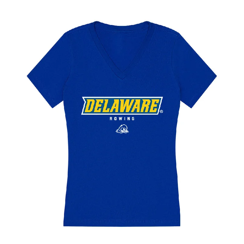 Delaware - NCAA Women's Rowing : Ava Moretti - Women's V-Neck T-Shirt-- Zippered Front Buttoned Front Snap Front Delaware - NCAA Women's Rowing : Ava Moretti - Women's V-Neck T-Shirt-- Zippered Front Buttoned Front Snap Front