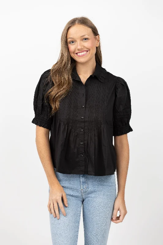 Trovata Jess Blouse in Black Feminine Satin Blouse