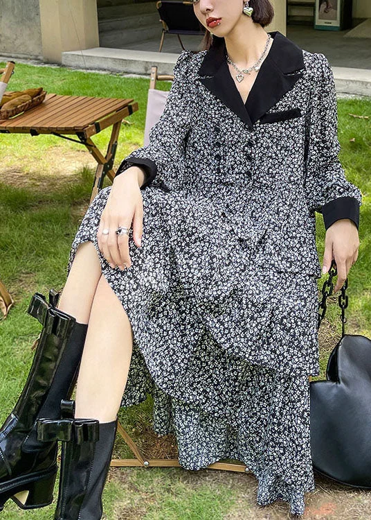 Casual Peter Pan Collar Print Button Fall Party Dress Long sleeve Tunics New arrival Casual Peter Pan Collar Print Button Fall Party Dress Long sleeve Tunics New arrival