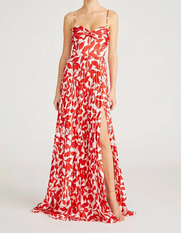 Cameron Sleeveless Long Dress In Falling Leaves Tunics Versatile stylish