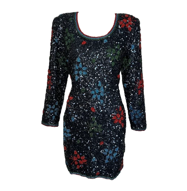 1980s Heavily Beaded & Sequined Tunic Micro Dress Tunics Polka dots