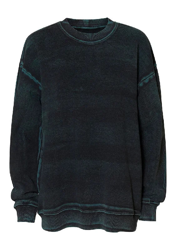 Black Moss Drop Shoulder Sweatshirt Hoodie with Button Placket Classic Preppy