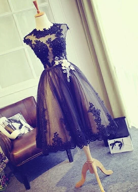 Black Tulle Formal Dress , Party Dresses , Formal Dress Halter Neckline Beach