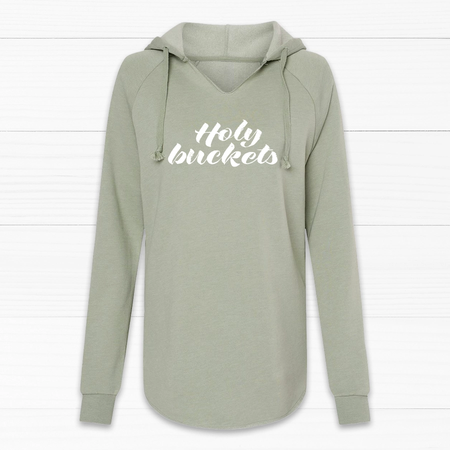 Holy Buckets Women's V-Neck Hoodie Hoodie with Back Slit Movement Comfort