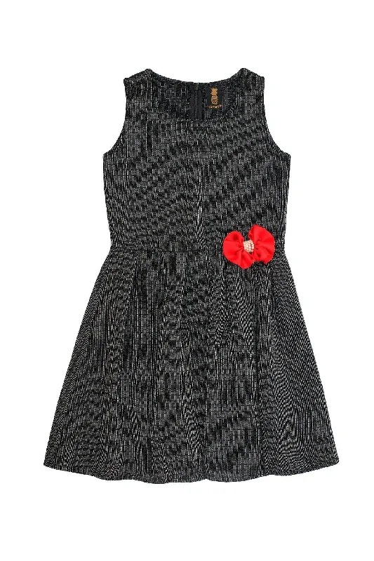 Black Grey Sleeveless Skater Fit & Flare Classy Party Dress - Girls Tunics Trendy modern Black Grey Sleeveless Skater Fit & Flare Classy Party Dress - Girls Tunics Trendy modern