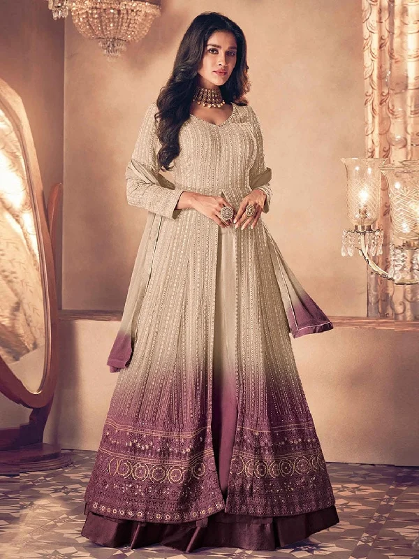 Real Georgette - Anarkali Dress Crew Neckline Casual