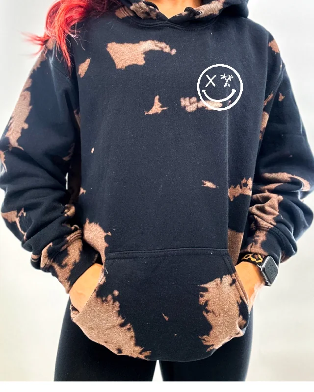 Salty Savage Unisex "Spliced Smile" Classic Hoodie | Bleach Washed | Basic Hoodie Crop Top Short Trendy Salty Savage Unisex "Spliced Smile" Classic Hoodie | Bleach Washed | Basic Hoodie Crop Top Short Trendy