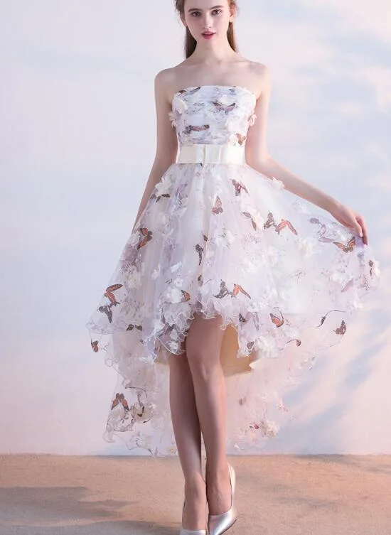 Beautiful Floral Tulle High Low Party Dress, Lovely Homecoming Dress Tunics Occasion special Beautiful Floral Tulle High Low Party Dress, Lovely Homecoming Dress Tunics Occasion special