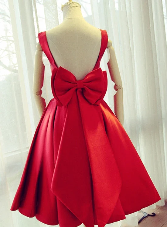 Beautiful Satin Red Party Dress, Short Homecoming Formal Dress, Prom Dresses empire Waist empire Beautiful Satin Red Party Dress, Short Homecoming Formal Dress, Prom Dresses empire Waist empire