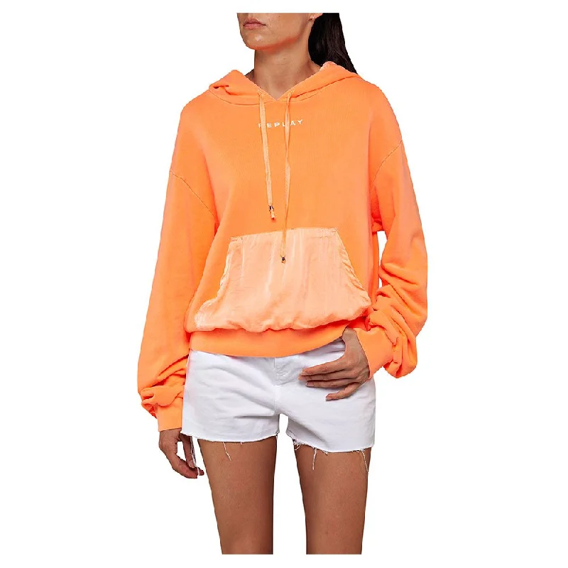 Replay Women's W3878A Hooded Sweatshirt, Washed Orange Hoodie with Mesh Breathable Sporty Replay Women's W3878A Hooded Sweatshirt, Washed Orange Hoodie with Mesh Breathable Sporty