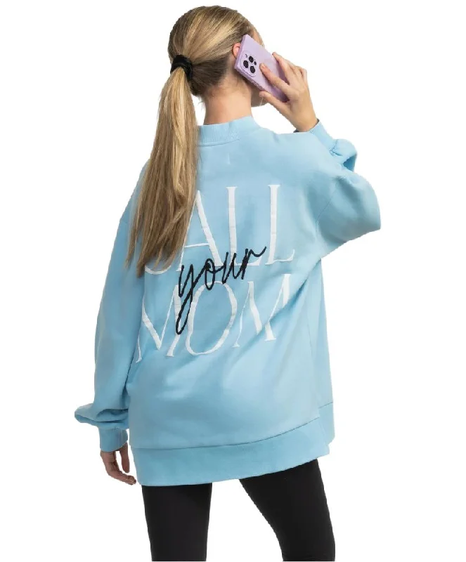 Southern Shirt Co - Happy Thoughts Call Mom Puff Print Sweatshirt Hoodie with Back Slit Movement Comfort Southern Shirt Co - Happy Thoughts Call Mom Puff Print Sweatshirt Hoodie with Back Slit Movement Comfort